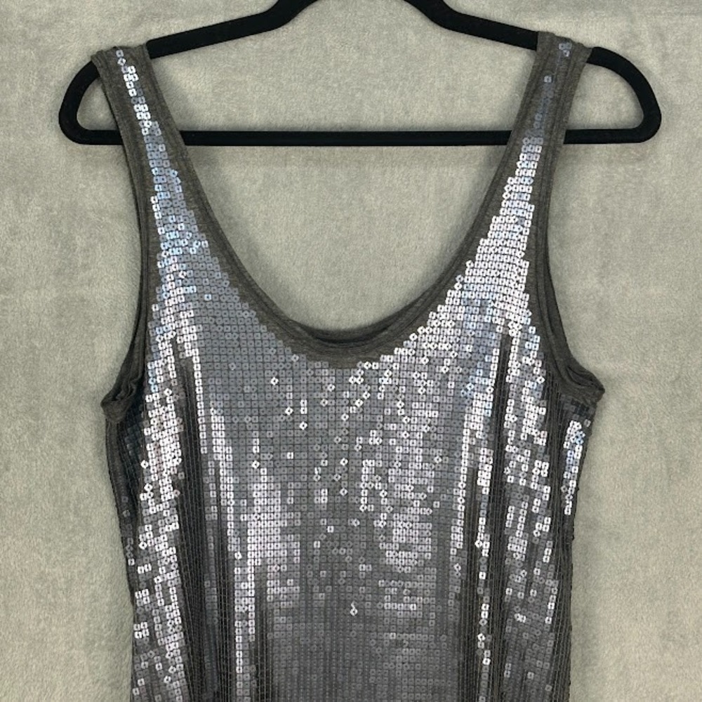 Vince Dress Womens Small Gray Sequin Sleeveless Mini Party NYE Holiday Stretch - Picture 4 of 12